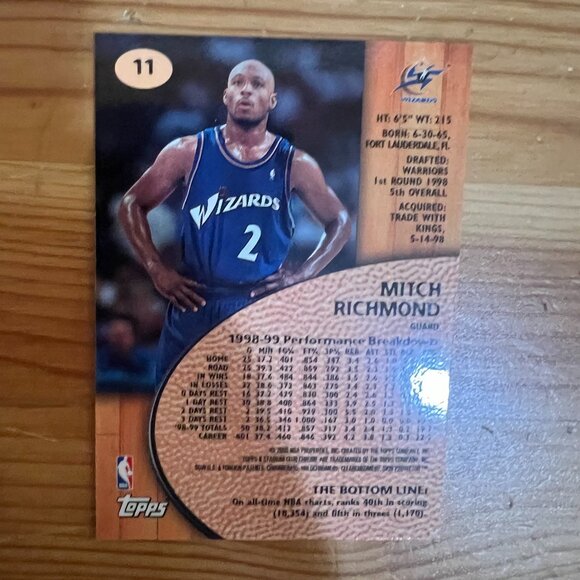 Mitch Richmond 1999-00 Topps Stadium Club Chrome Card #11 - Picture 2 of 2
